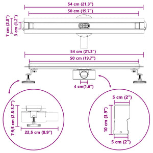 360° Duschablauf Silber Edelstahl 50cm