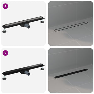 Schwarze Duschrinne 2in1 Edelstahl 70cm
