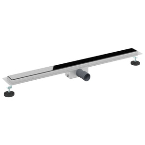 Schwarzer Duschablauf mit Glasabdeckung 90cm