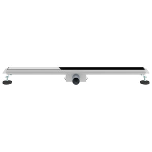 Schwarzer Duschablauf mit Glasabdeckung 90cm