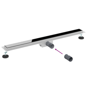 Schwarzer Duschablauf mit Glasabdeckung 90cm