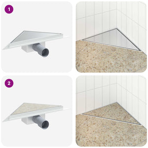 Dreieck Duschablauf Silber 32x32 cm