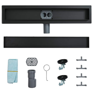 Schwarzer 2-in-1 Duschablauf mit Siphon, 100 cm