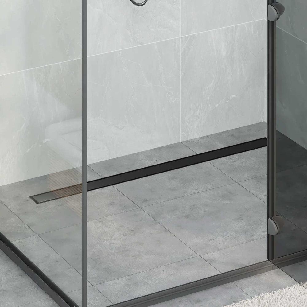 Schwarzer 2-in-1 Duschablauf mit Siphon, 100 cm