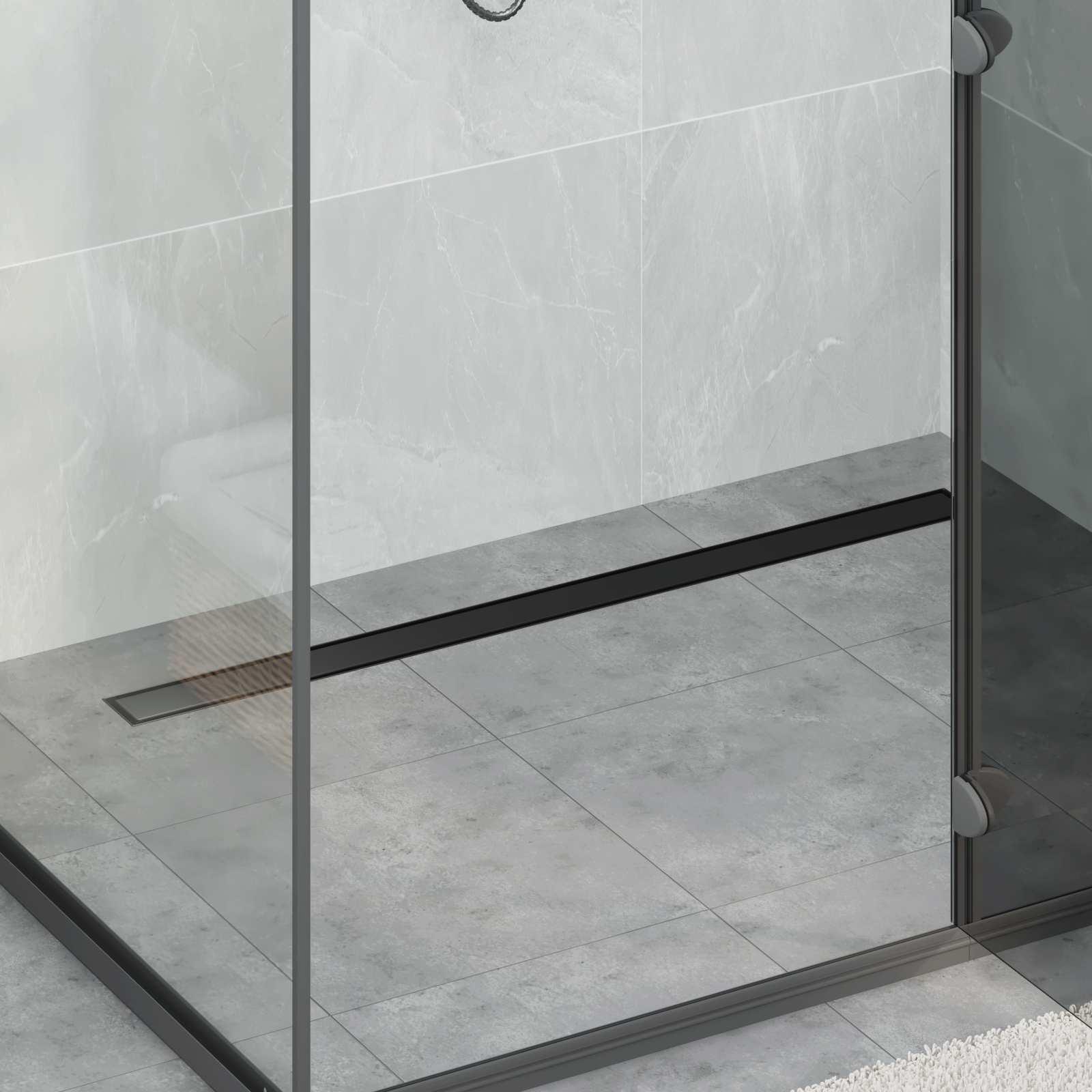 Schwarzer 2-in-1 Duschablauf mit Siphon, 100 cm