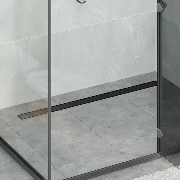 Schwarzer 2-in-1 Duschablauf mit Siphon, 100 cm