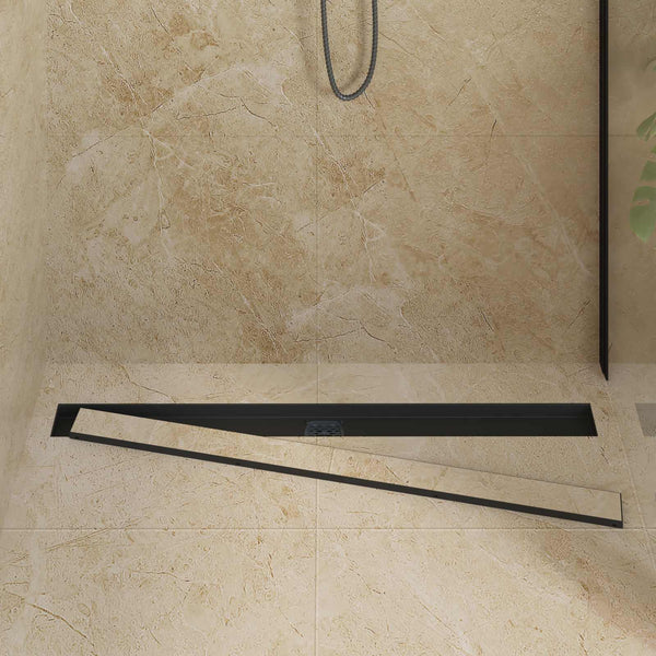 Schwarzer 2-in-1 Duschablauf mit Siphon, 100 cm