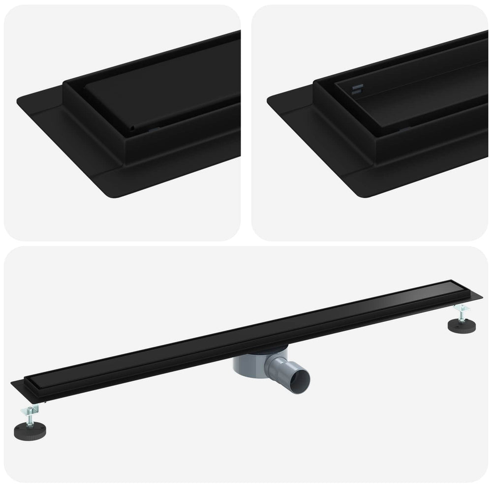 Schwarzer 2-in-1 Duschablauf mit Siphon, 100 cm