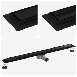 Schwarzer 2-in-1 Duschablauf mit Siphon, 100 cm