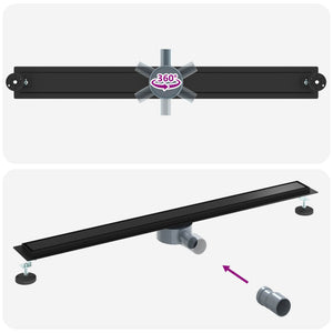 Schwarzer 2-in-1 Duschablauf mit Siphon, 100 cm