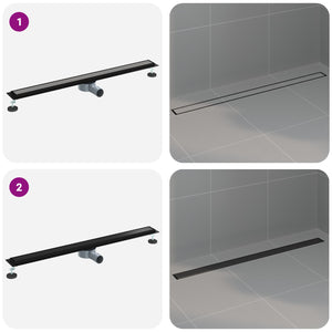 Schwarzer 2-in-1 Duschablauf mit Siphon, 100 cm