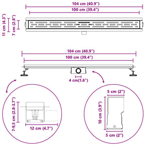 Edelstahl Duschablauf mit Liniendesign 100cm