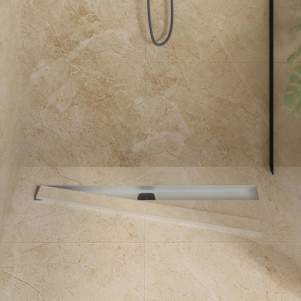 2-in-1 Duschablauf Silber 90cm Edelstahl