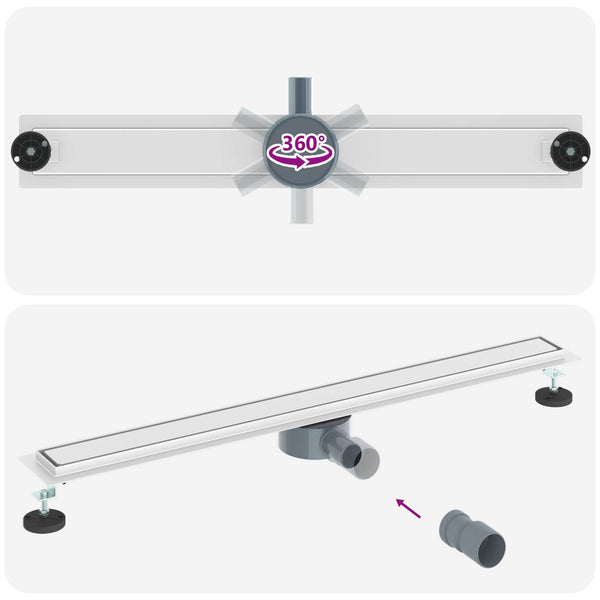 2-in-1 Duschablauf Silber 90cm Edelstahl