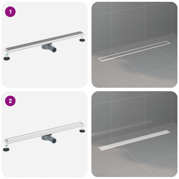 2-in-1 Duschablauf Silber 90cm Edelstahl