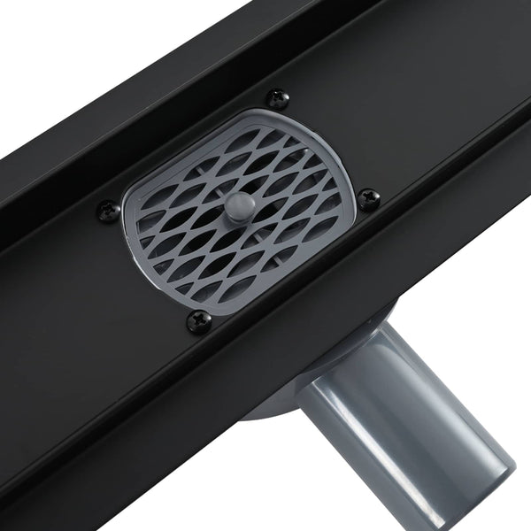 Schwarzer Duschablauf 70 cm mit Siphon