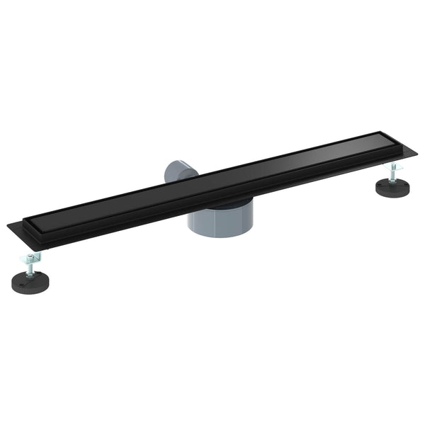 Schwarzer Duschablauf 70 cm mit Siphon