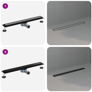Schwarzer Duschablauf 70 cm mit Siphon