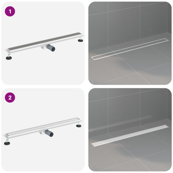 2-in-1 Duschablauf Silber 90cm Edelstahl