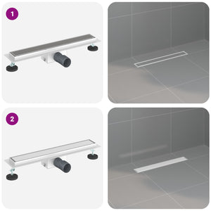 2-in-1 Duschablauf Silber 60cm Edelstahl