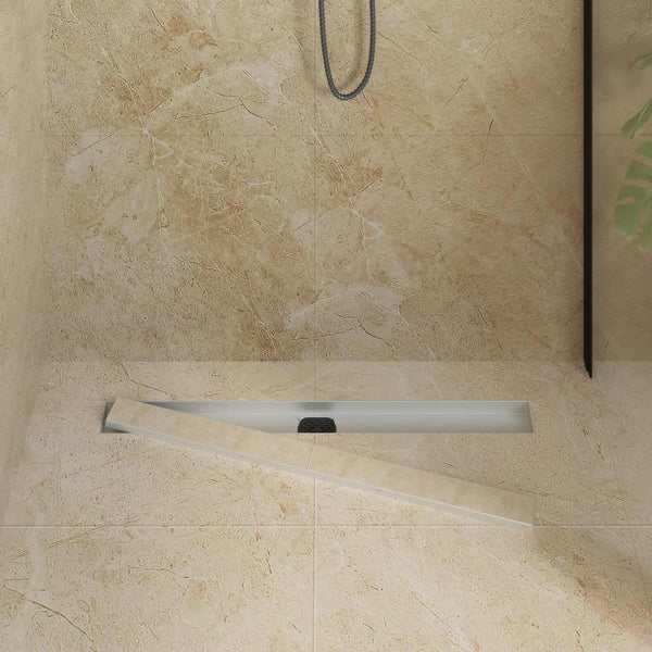 2-in-1 Duschablauf Silber Edelstahl 80cm