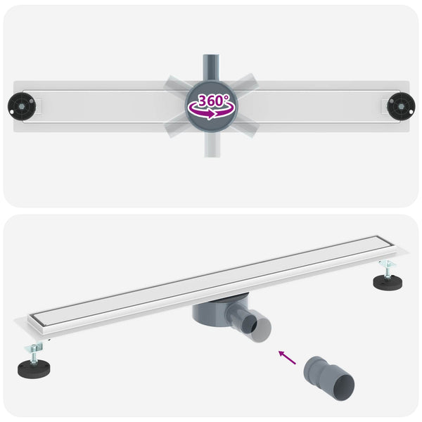 2-in-1 Duschablauf Silber Edelstahl 80cm