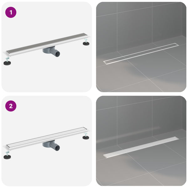 2-in-1 Duschablauf Silber Edelstahl 80cm