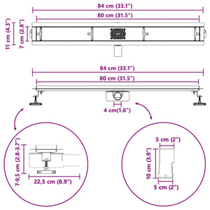 2-in-1 Duschablauf Silber Edelstahl 80cm