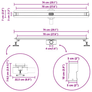 360° Duschablauf Silber 70cm Edelstahl