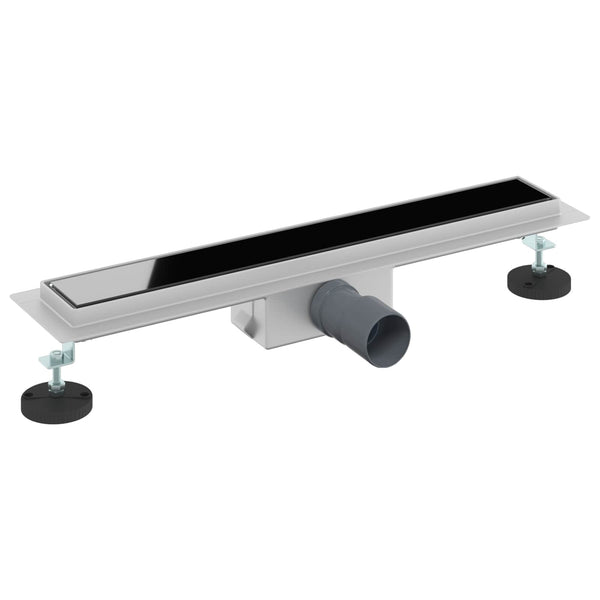 Schwarzer Duschablauf mit Glasabdeckung 60 cm