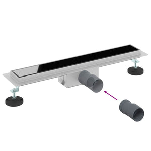 Schwarzer Duschablauf mit Glasabdeckung 60 cm