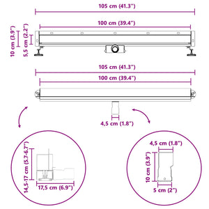 Wandmontierter Duschablauf Silber 100cm