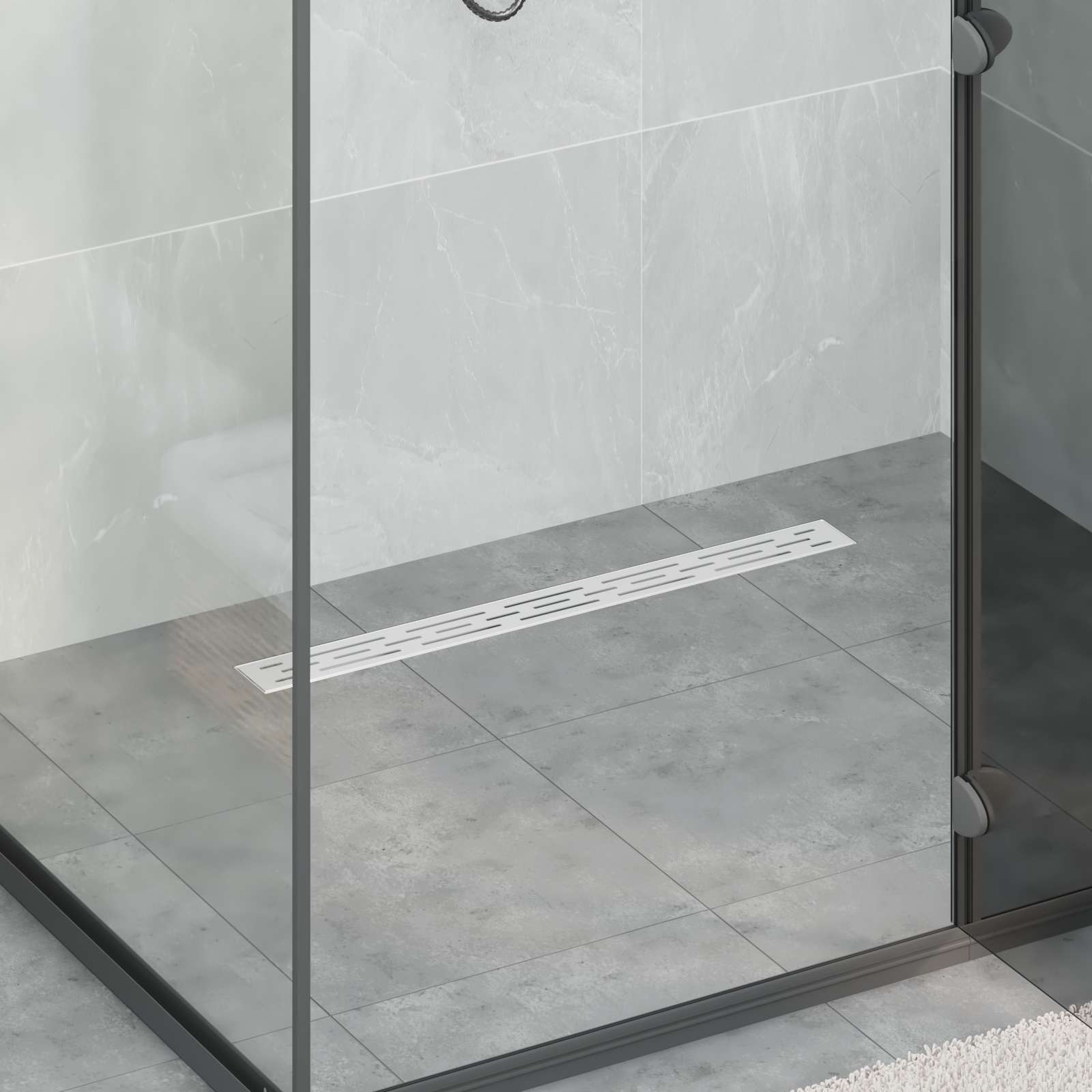 Duschablauf Silber Liniendesign 80 cm