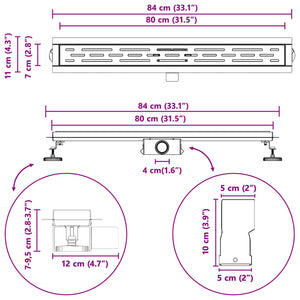 Duschablauf Silber Liniendesign 80 cm