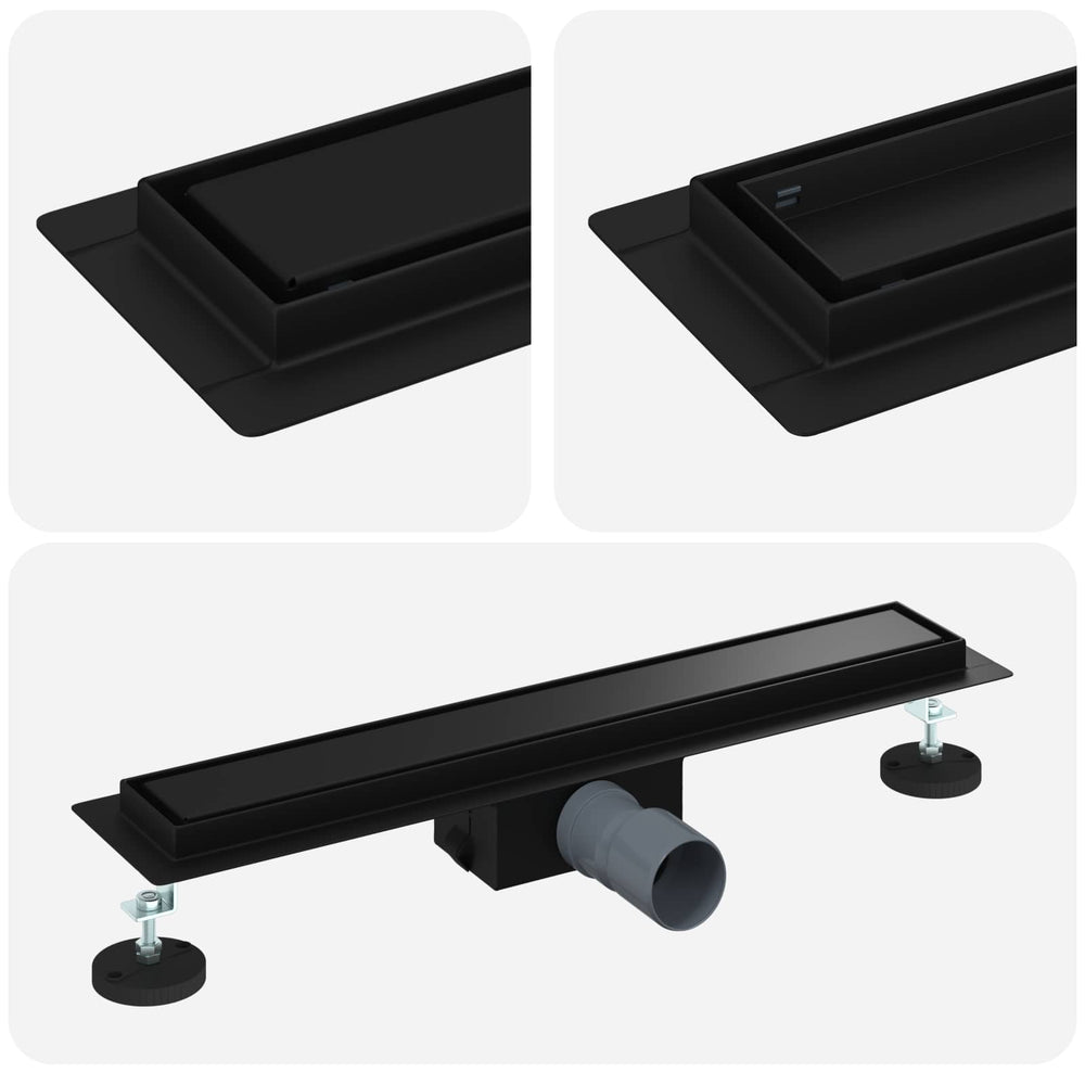 Schwarzer 2-in-1 Duschablauf 50cm Edelstahl