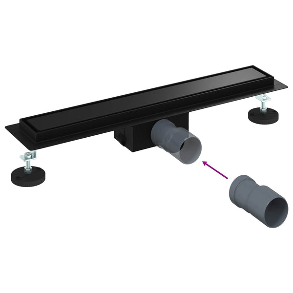Schwarzer 2-in-1 Duschablauf 50cm Edelstahl