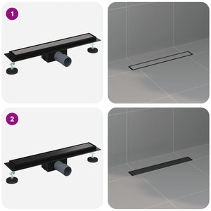 Schwarzer 2-in-1 Duschablauf 50cm Edelstahl