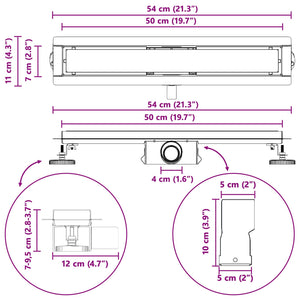 Schwarzer 2-in-1 Duschablauf 50cm Edelstahl