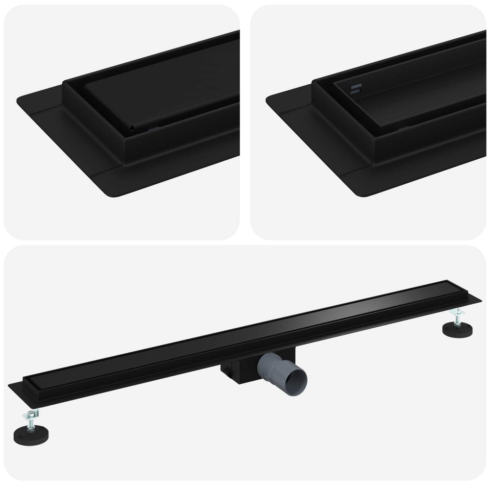 Schwarze Duschrinne 90cm Edelstahl
