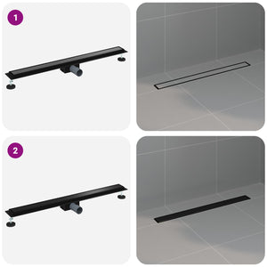 Schwarze Duschrinne 90cm Edelstahl