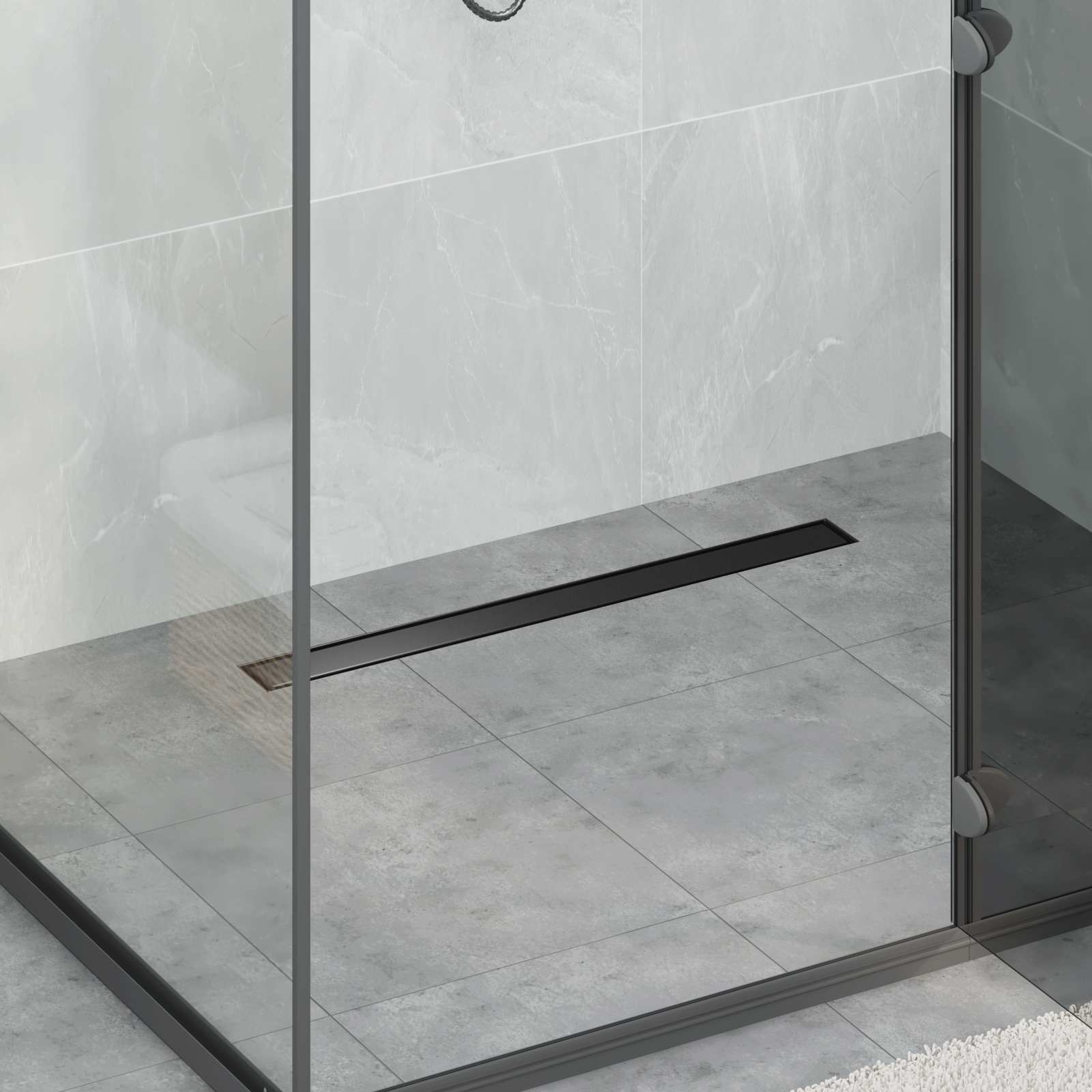 Schwarze 2-in-1 Duschrinne 80 cm Edelstahl
