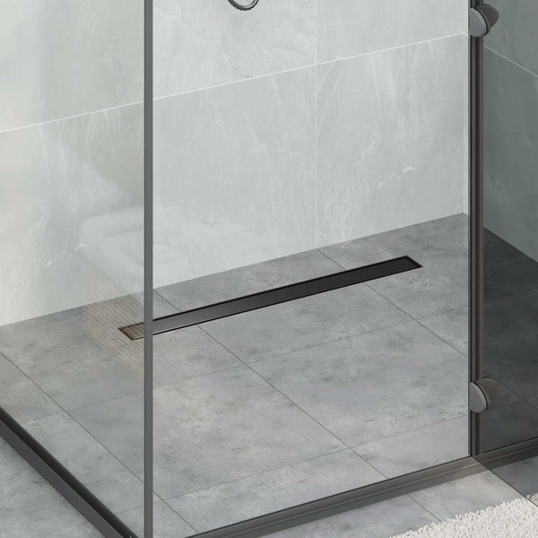 Schwarze 2-in-1 Duschrinne 80 cm Edelstahl
