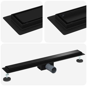 Schwarze 2-in-1 Duschrinne 80 cm Edelstahl