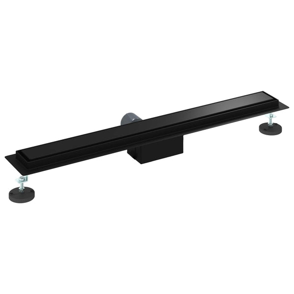Schwarze 2-in-1 Duschrinne 80 cm Edelstahl