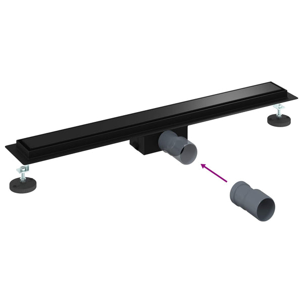 Schwarze 2-in-1 Duschrinne 80 cm Edelstahl
