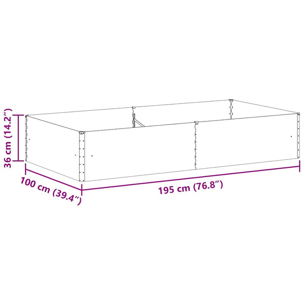 Hochbeet Hellbraun 195x100x36cm Stahl