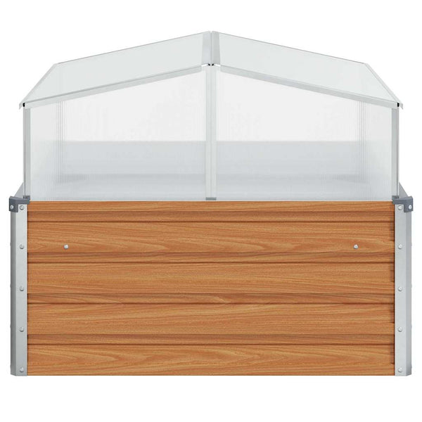 Gartenpflanzer mit Gewächshaus, Hellbraun, 100x100x77cm