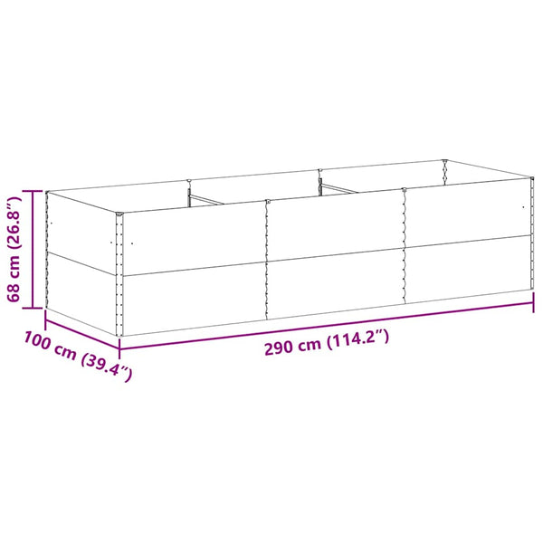 Hochbeet Hellbraun 290 cm Verzinkt