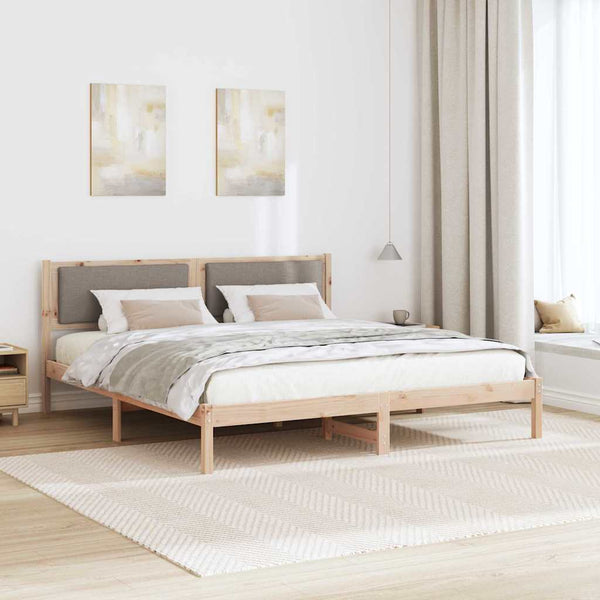 Bettrahmen mit Kopfteil Taupe 200x200 cm Kiefer