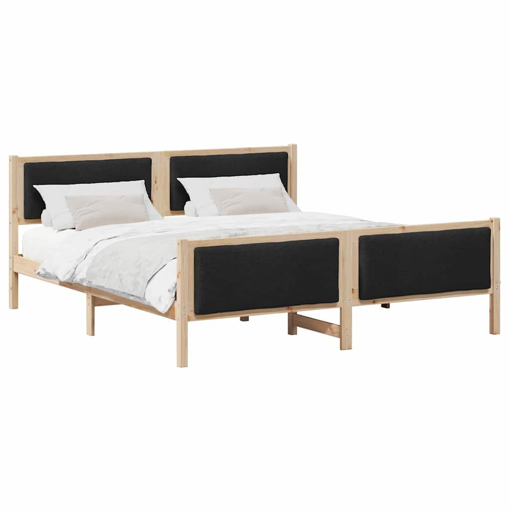Schwarzer Bettrahmen mit Kopfteil 200x200 cm